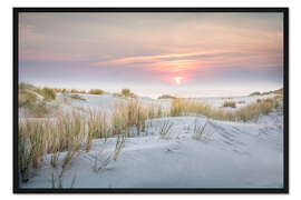 Gerahmter Kunstdruck Sonnenaufgang in den Dünen auf Sylt