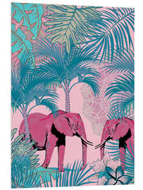 Foam board print Pink elephants in the jungle