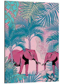 Magnettafel Rosa Elefanten im Dschungel
