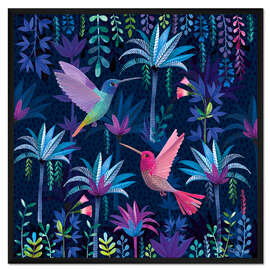 Gerahmter Kunstdruck Palmen und Kolibirs