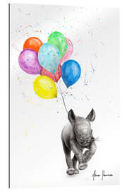 Tableau en plexi-alu Rhinocéros et ballons