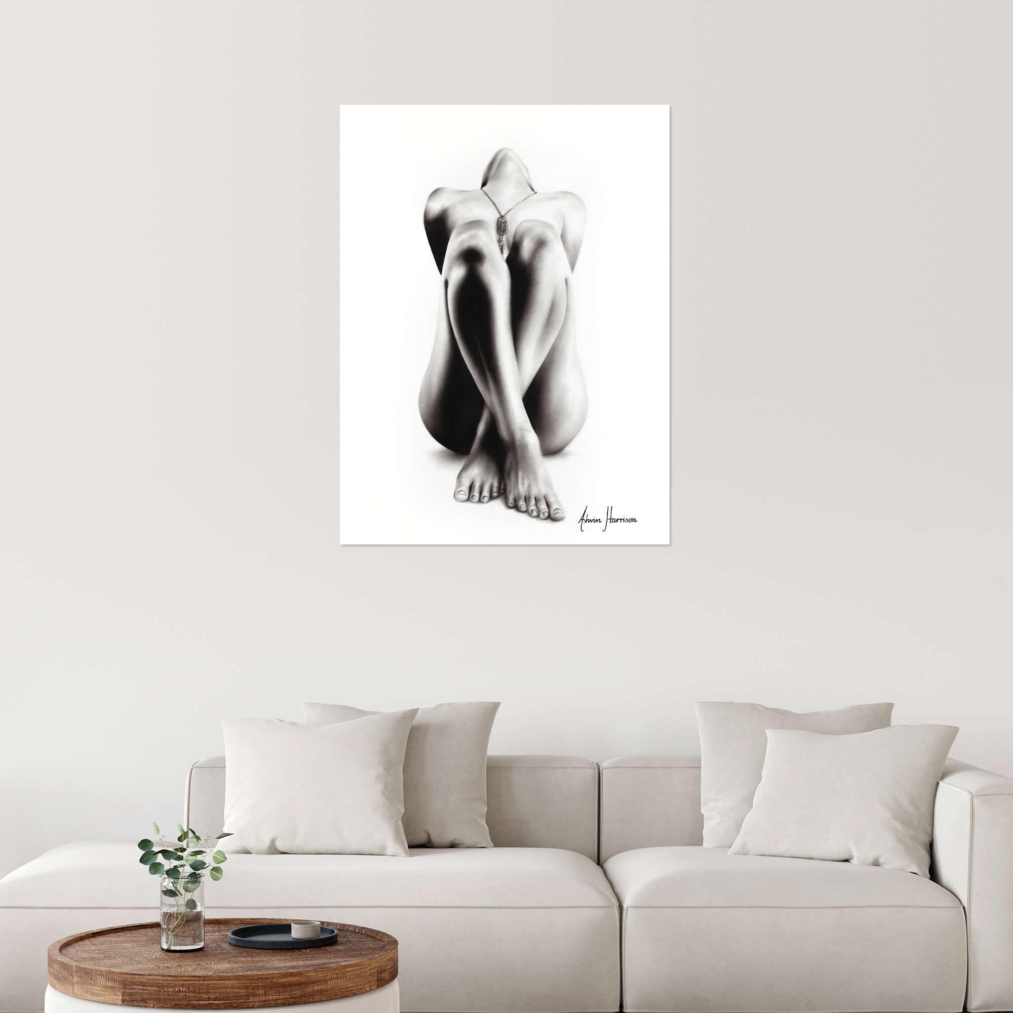 Realistic nude drawing print by Ashvin Harrison | Posterlounge