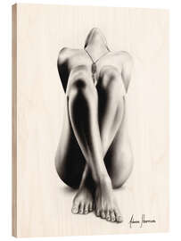 Wood print Realistic nude drawing