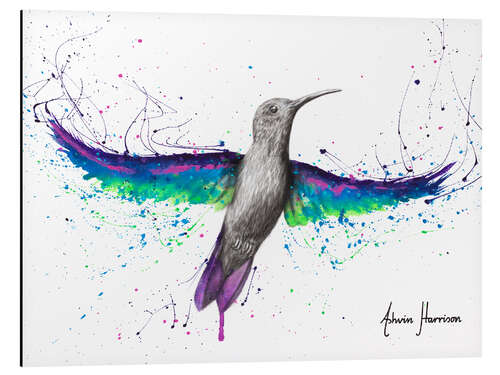 Aluminium print Glowing garden hummingbird