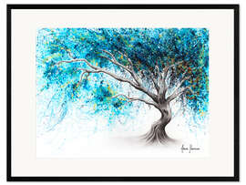 Ingelijste kunstdruk Blue Crystal Dream Tree