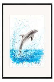 Gerahmter Kunstdruck Tanzender Delphin