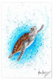 Selvklebende plakat Happy Sea Turtle