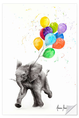 Wandsticker Baby Elefant mit Luftballons