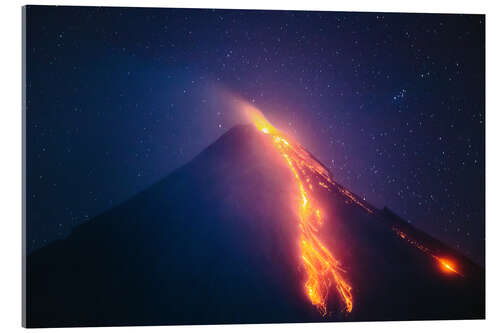 Cuadro de metacrilato Erupción del volcán por la noche, Filipinas