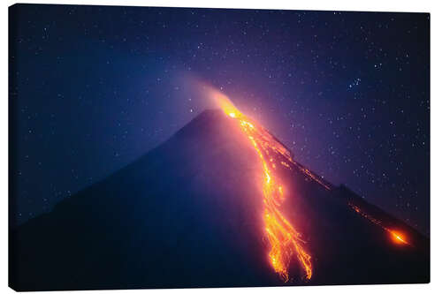 Canvas print Volcano eruption at night, Philippines