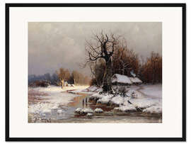 Gerahmter Kunstdruck Häuser in einer Winterlandschaft