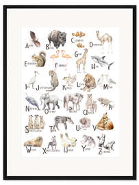 Gerahmter Kunstdruck Tiere A bis Z Alphabet (niederländisch)
