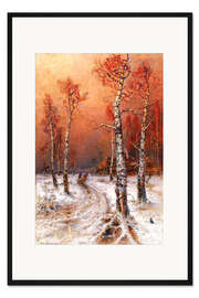Gerahmter Kunstdruck Winterstimmung mit Saatkrähen