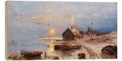 Tableau en bois Village de pêcheurs sur la côte baltique