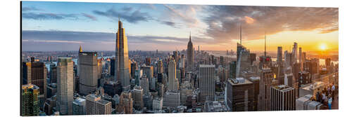 Tableau en aluminium Skyline de New York au coucher du soleil