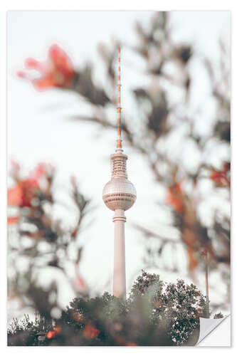 Självhäftande poster TV tower with flowers, Berlin