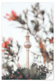 Självhäftande poster TV tower with flowers, Berlin