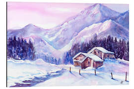 Magnettafel Almhütten im Schnee