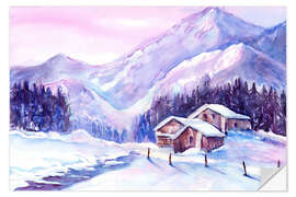 Adesivo murale Alpine huts in the snow