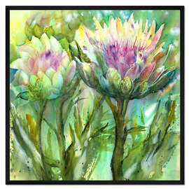 Gerahmter Kunstdruck Artischocken Blüten