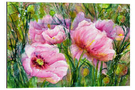 Aluminium print Pink Poppy Flowers