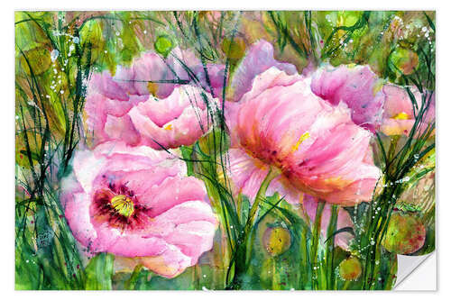 Wall sticker Pink Poppy Flowers