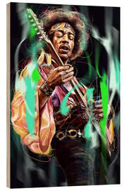 Wood print Jimi Hendrix