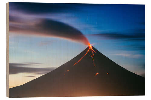 Wood print Mayon volcano eruption, Philippines