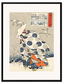 Kunsttryk i ramme Tokiwa-Gozen with their three children in the snow