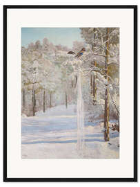 Gerahmter Kunstdruck Eichelhäher im Wald