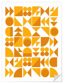 Muursticker Geometric shapes, mustard and saffron