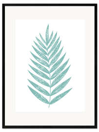 Ingelijste kunstdruk Turquoise palm leaf