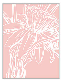 Tavla  Botanical drawing in pink - apricot and birch