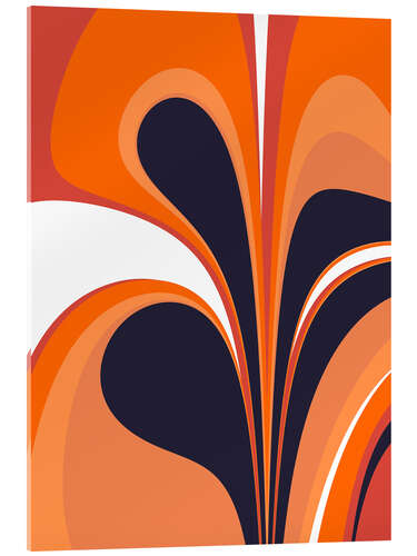 Acrylglas print Abstract in fiery orange and navy blue