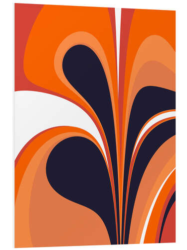 Foam board print Abstract in fiery orange and navy blue