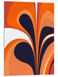 Gallery print Abstract in fiery orange and navy blue