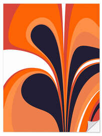 Naklejka na ścianę Abstract in fiery orange and navy blue