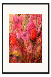 Gerahmter Kunstdruck Sommergarten – Iris und Mohnblumen