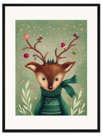 Gerahmter Kunstdruck Süßes Weihnachtsreh