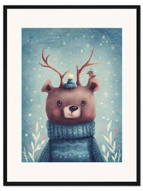 Gerahmter Kunstdruck Süßer Weihnachtsbär