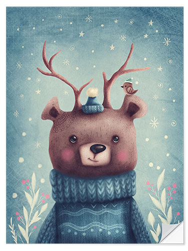 Selvklebende plakat Cute christmas bear