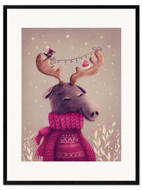 Innrammet kunsttrykk Sweet Christmas elk