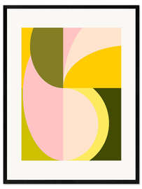 Inramat konsttryck Abstract Shapes in Pink and Green