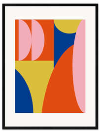 Kunsttryk i ramme Abstract Shapes in Primary Colors