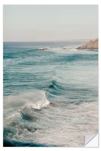 Selvklæbende plakat Wild waves on Portugal's coast