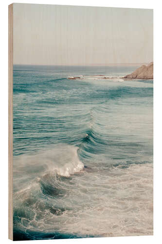 Hout print Wild waves on Portugal's coast