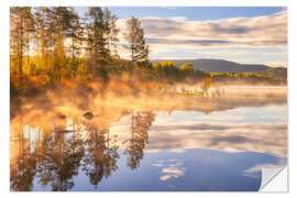 Wall sticker A beautiful misty morning by the lake