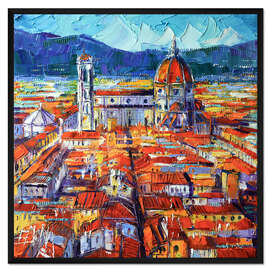 Gerahmter Kunstdruck Blick vom Palazzo Vecchio Turm, Florenz