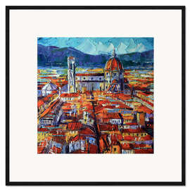 Impressão artística com moldura Vista da torre Palazzo Vecchio, Florença