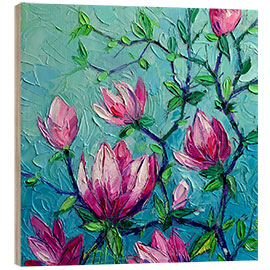 Hout print Magnolias